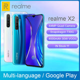 Realme X2 Moblie Phone Snapdragon 730G 8GB+128GB 64MP Camera 6.4''FHD NFC OPPO Cellphone VOOC 30W Fast Charger 4G Smartphone